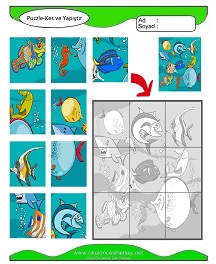 Puzzle Kes Yapıştır Çalışma Sayfaları
